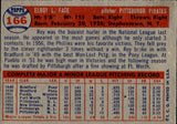 1957 Roy Face Topps #166 Pittsburgh Pirates BV $15