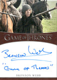 2023 Bronson Webb as Will Rittenhouse Game of Thrones AUTO AUTOGRAPH #NA INSCRIPTION