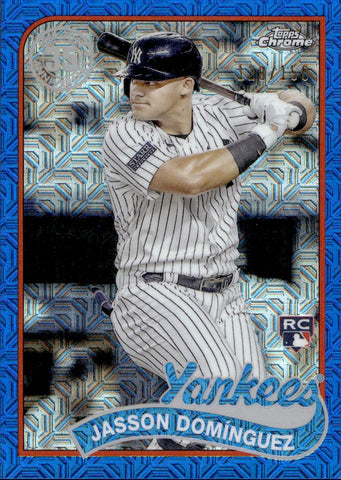 2024 Jasson Dominguez Topps Series 2 ROOKIE 1989 SILVER PACK MOJO BLUE REFRACTOR 128/150 RC #2T89C-69 New York Yankees