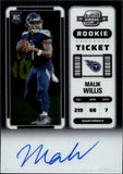 2022 Malik Willis Contenders Optic ROOKIE AUTO AUTOGRAPH #129 Tennessee Titans