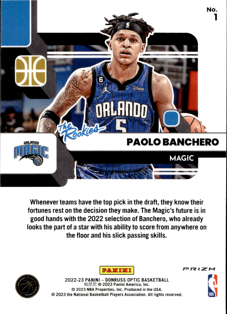 2022-23 Paolo Banchero Donruss Optic HOLO SILVER THE ROOKIES ROOKIE RC