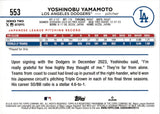 2024 Yoshinobu Yamamoto Topps Series 2 HOLO FOIL ROOKIE RC #553 Los Angeles Dodgers