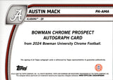 2024 Austin Mack Bowman University Chrome 1ST BOWMAN PINK REFRACTOR AUTO 034/150 AUTOGRAPH #PA-AMA Alabama Crimson Tide