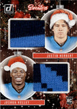 2020 Justin Herbert Joshua Kelley Panini Donruss DUAL ROOKIE SWEATERS Los Angeles Chargers #SWD-LA