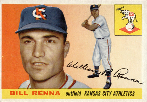 1955 Bill Renna Topps #121 Kansas City Athletics BV $25