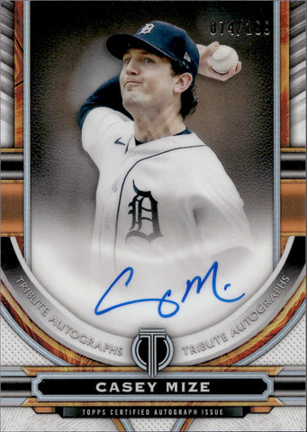 2023 Casey Mize Topps Tribute AUTO 074/199 AUTOGRAPH #TA-CMI Detroit Tigers