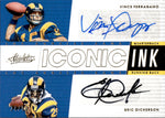 2018 Eric Dickerson Vince Ferragamo Panini Absolute ICONIC INK DUAL AUTO 24/50 AUTOGRAPH #ID-VE Los Angeles Rams