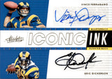2018 Eric Dickerson Vince Ferragamo Panini Absolute ICONIC INK DUAL AUTO 24/50 AUTOGRAPH #ID-VE Los Angeles Rams