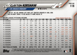 2020 Clayton Kershaw Topps Series 1 SP VARIATION #118 Los Angeles Dodgers