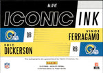 2018 Eric Dickerson Vince Ferragamo Panini Absolute ICONIC INK DUAL AUTO 24/50 AUTOGRAPH #ID-VE Los Angeles Rams