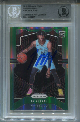 2019-20 Ja Morant Panini Prizm BAS AUTHENTIC GREEN ROOKIE AUTO AUTOGRAPH #249 Memphis Grizzlies 9429