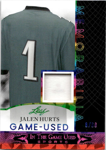 2024 Jalen Hurts Leaf In the Game Used GAME-USED MEMORABILIA JERSEY RAINBOW 8/60 #GUM-22 Philadelphia Eagles