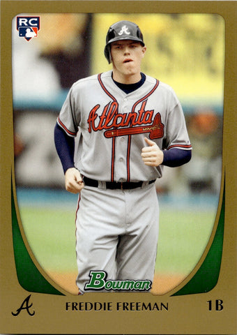 2011 Freddie Freeman Bowman GOLD BORDER ROOKIE RC #205 Atlanta Braves 3