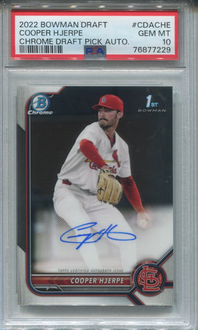 2022 Cooper Hjerpe Bowman Chrome 1ST BOWMAN PROSPECT AUTO AUTOGRAPH PSA 10 #CPACHE St. Louis Cardinals 7229