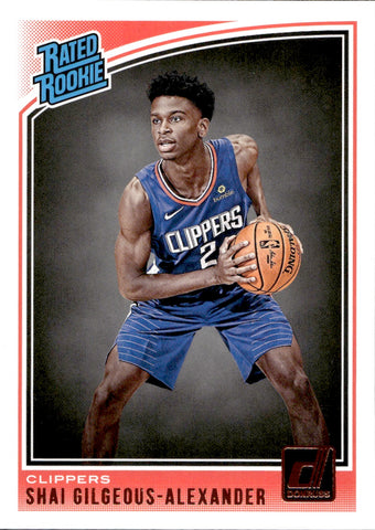 2018-19 Shai Gilgeous-Alexander Panini Donruss RATED ROOKIE RC #162 Los Angeles Clippers 2