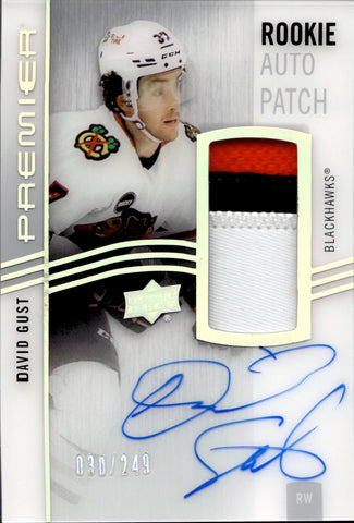 2023-24 David Gust Upper Deck Premier ACETATE ROOKIE PATCH AUTO 030/249 AUTOGRAPH RELIC #AR-GU Chicago Blackhawks