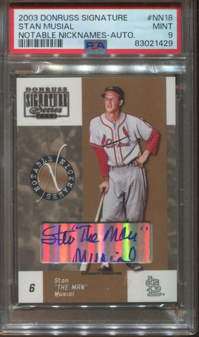 2003 Stan Musial Donruss Signature NOTABLE NICKNAMES AUTO 77/100 PSA 9 St. Louis Cardinals #NN-18 1429
