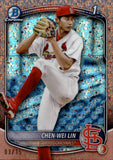 2025 Chen-Wei Lin Bowman Chrome 1ST BOWMAN PROSPECTS ROSE GOLD MINI-DIAMOND REFRACTOR 03/15 #BCP-141 St. Louis Cardinals