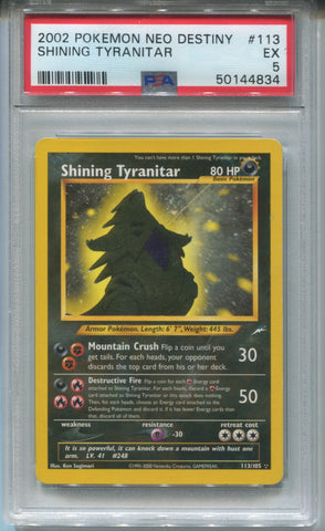 2002 Shining Tyranitar Pokemon NEO DESTINY PSA 5 #113 4834