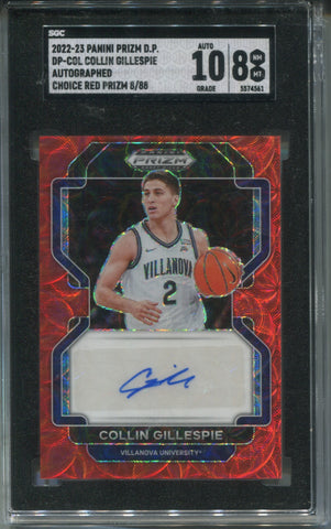 2022-23 Collin Gillespie Panini Prizm Draft Picks Choice RED ROOKIE AUTO 08/88 AUTOGRAPH RC SGC 8/10 #DP-COL Phoenix Suns 4561