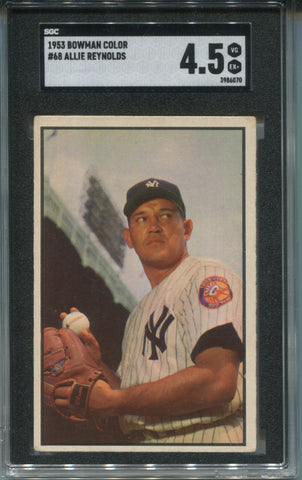 1953 Allie Reynolds Bowman Color SGC 4.5 #68 New York Yankees 6070