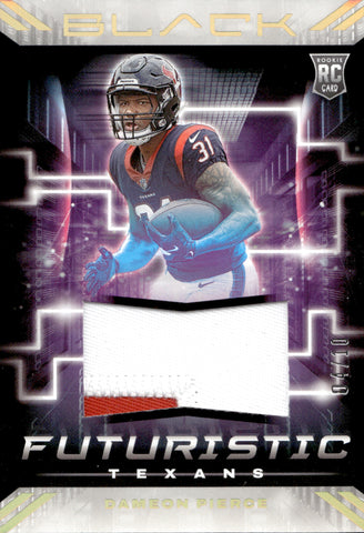 2022 Dameon Pierce Panini Black ROOKIE FUTURISTIC PATCH 04/10 RELIC #FUT-DPI Houston Texans