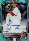 2025 Tanner Franklin Bowman Draft Chrome 1ST BOWMAN AQUA LAVA REFRACTOR AUTO 098/199 AUTOGRAPH #CPA-TF St. Louis Cardinals