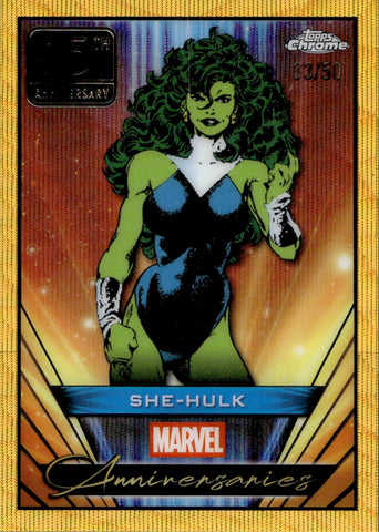 2025 She-Hulk Topps Chrome Marvel GOLD WAVE REFRACTOR 33/50 MARVEL ANNIVERSARIES #MA-14