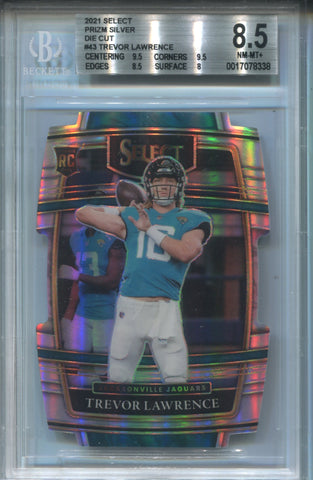 2021 Trevor Lawrence Panini Select CONCOURSE HOLO SILVER DIE CUT ROOKIE RC BGS 8.5 #43 Jacksonville Jaguars 8338
