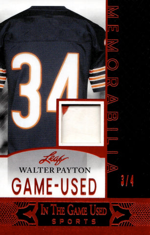 2024 Walter Payton Leaf In the Game Used RED GAME USED PATCH 2/4 RELIC #GUM-51 Chicago Bears HOF