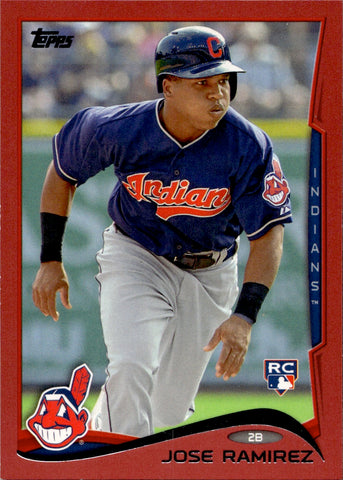 2014 Jose Ramirez Topps RED BORDER ROOKIE RC #424 Cleveland Indians *NRMT*