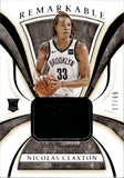 2019-20 Nicolas Claxton Panini Immaculate REMARKABLE ROOKIE JERSEY 17/99 RELIC RC #RR-NCL Brooklyn Nets