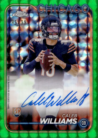 2024 Caleb Williams Topps Chrome ROOKIE VARIATION GREEN GEOMETRIC REFRACTOR AUTO 85/99 AUTOGRAPH #RA-CWI Chicago Bears