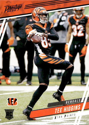 2020 Tee Higgins Panini Chronicles Prestige ROOKIE UPDATE EXTRA POINTS BLUE 32/99 RC #314 Cincinnati Bengals