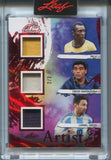 2026 Pele Diego Maradona Lionel Messi Leaf Art of Sport RED FOIL ARTIST 3 TRIPLE JERSEY 2/3 RELIC #A3-10 Brazil Argentina