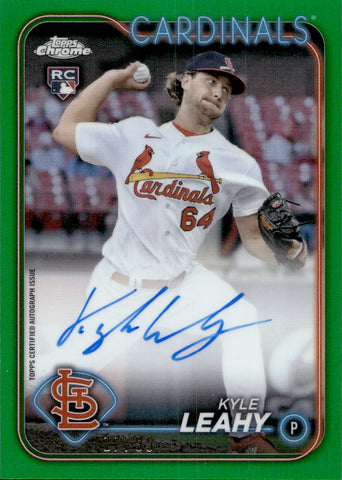 2024 Kyle Leahy Topps Chrome GREEN REFRACTOR ROOKIE AUTO 17/99 AUTOGRAPH #RA-KL St. Louis Cardinals