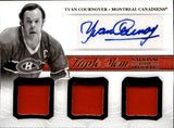 2013-14 Yvan Cournoyer Panini National Treasures TRIPLE JERSEY AUTO AUTOGRAPH RELIC #TM-YC Montreal Canadiens