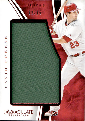2016 David Freese Panini Immaculate RUBY RED JUMBO JERSEY 12/15 RELIC #ISD-DF St. Louis Cardinals