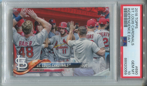 2018 St. Louis Cardinals Topps Series 2 INDEPENDENCE DAY 53/76 PSA 10 #690 0059