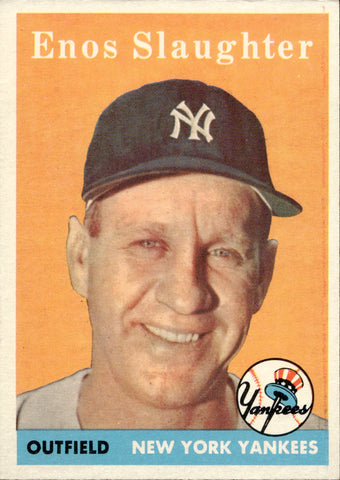 1958 Enos Slaughter Topps #142 New York Yankees BV $60