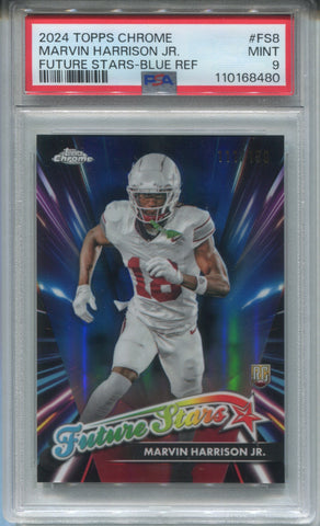 2024 Marvin Harrison Jr. Topps Chrome ROOKIE FUTURE STARS BLUE REFRACTOR 111/150 RC PSA 9 #FS8 Arizona Cardinals 8480