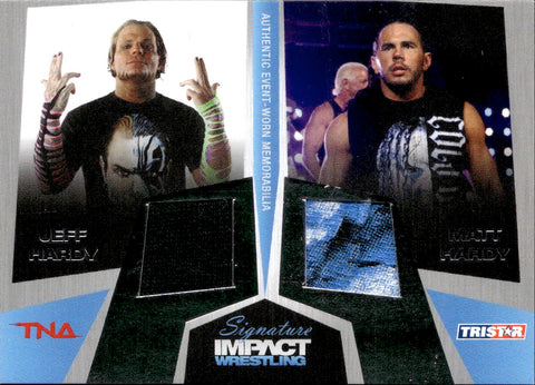 2011 Matt Hardy Jeff Hardy TriStar TNA SIGNATURE IMPACT WRESTLING SILVER DUAL SHIRT RELIC #M11