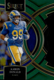 2023 Aaron Donald Panini Select EMERALD GREEN PREMIER LEVEL DIE CUT 5/5 #113 Los Angeles Rams