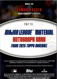 2025 Kumar Rocker Topps MAJOR LEAGUE MATERIAL ROOKIE PATCH AUTO 08/10 AUTOGRAPH RELIC RC #MMAU-KR Texas Rangers
