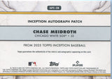 2025 Chase Meidroth Topps Inception ROOKIE BUTTON AUTO 1/5 AUTOGRAPH RELIC #IAPC-CM Chicago White Sox