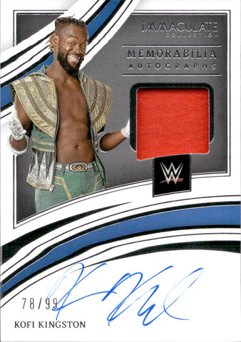 2022 Kofi Kingston Panini Immaculate Collection WWE SHIRT AUTO 78/99 AUTOGRAPH RELIC #MA-KKG Friday Night Smackdown