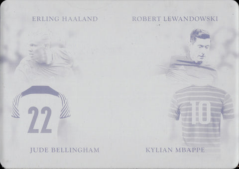 2022 Erlin Haaland Robert Lewandowski Jude Bellingham Kylian Mbappe Leaf In The Game Used BLACK PRINTING PLATE 1/1 ONE OF ONE #GQM-07