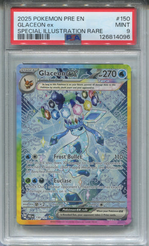 2025 Glaceon ex Pokemon Prismatic Evolutions ENGLISH SPECIAL ILLUSTRATION RARE PSA 9 #150 4096