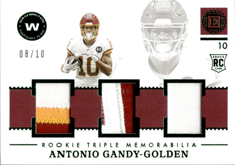 2020 Antonio Gandy-Golden Panini Encased ROOKIE EMERALD GREEN TRIPLE PATCH 08/10 RELIC RC #RT-27 Washington Football Team