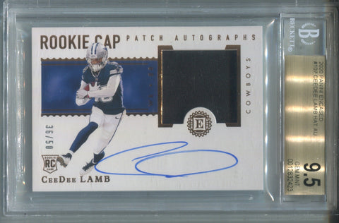 2020 CeeDee Lamb Panini Encased ROOKIE CAP PATCH AUTO 36/50 AUTOGRAPH RELIC RC BGS 9.5/10 #107 Dallas Cowboys 2423